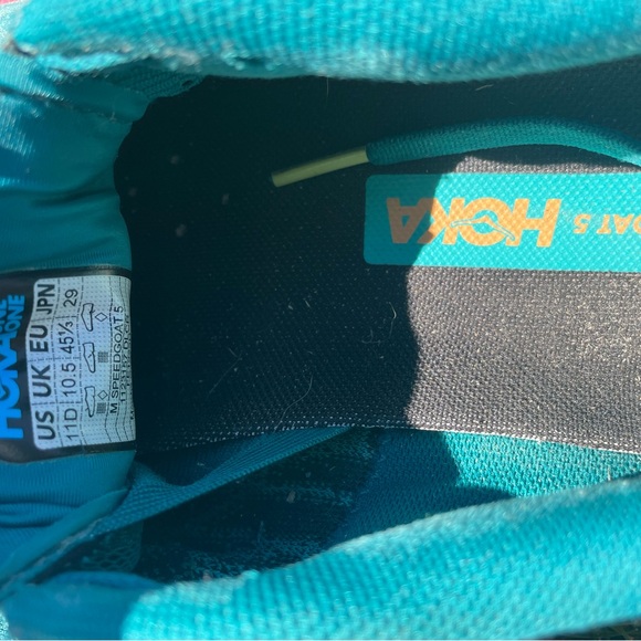 Hoka Teal Blue Running Shoes with Pink and Orange Midsole - Picture 6 of 6